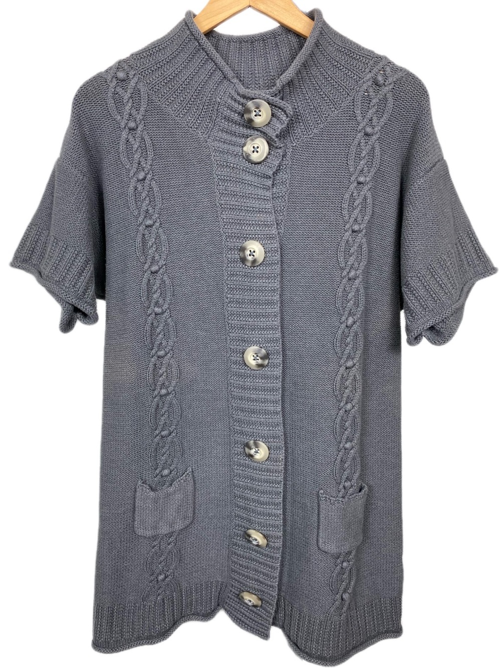Route 66 Gray Cable Knit Cardigan Short Sleeve Sweater Women’s Large